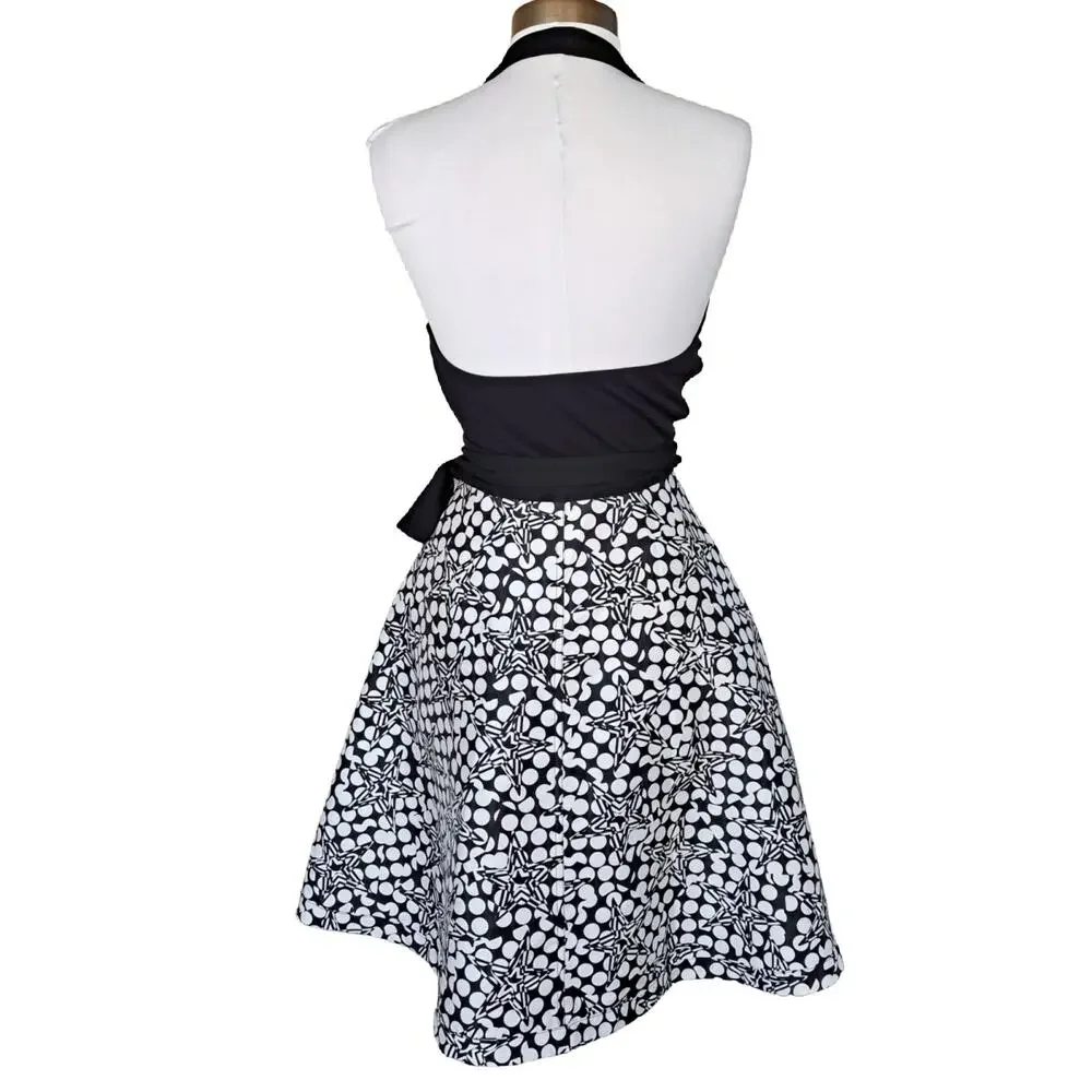 DVF Amelia Halter Wrap Dress Star Print Black White Size 4 NWT Classic Party - Picture 5 of 15